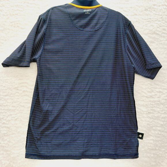Shirt Polo Men Bolle Navy Stripe Gold Pickleball Golf Tennis Club Tee Size XL - Picture 12 of 14